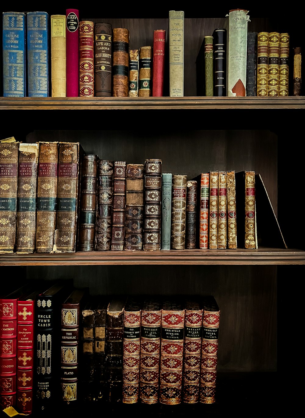 a book shelf filled with lots of books