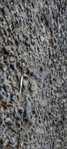 A close-up view of a textured asphalt surface with gravel. The surface is composed of small stones and coarse material, giving a rough appearance.
