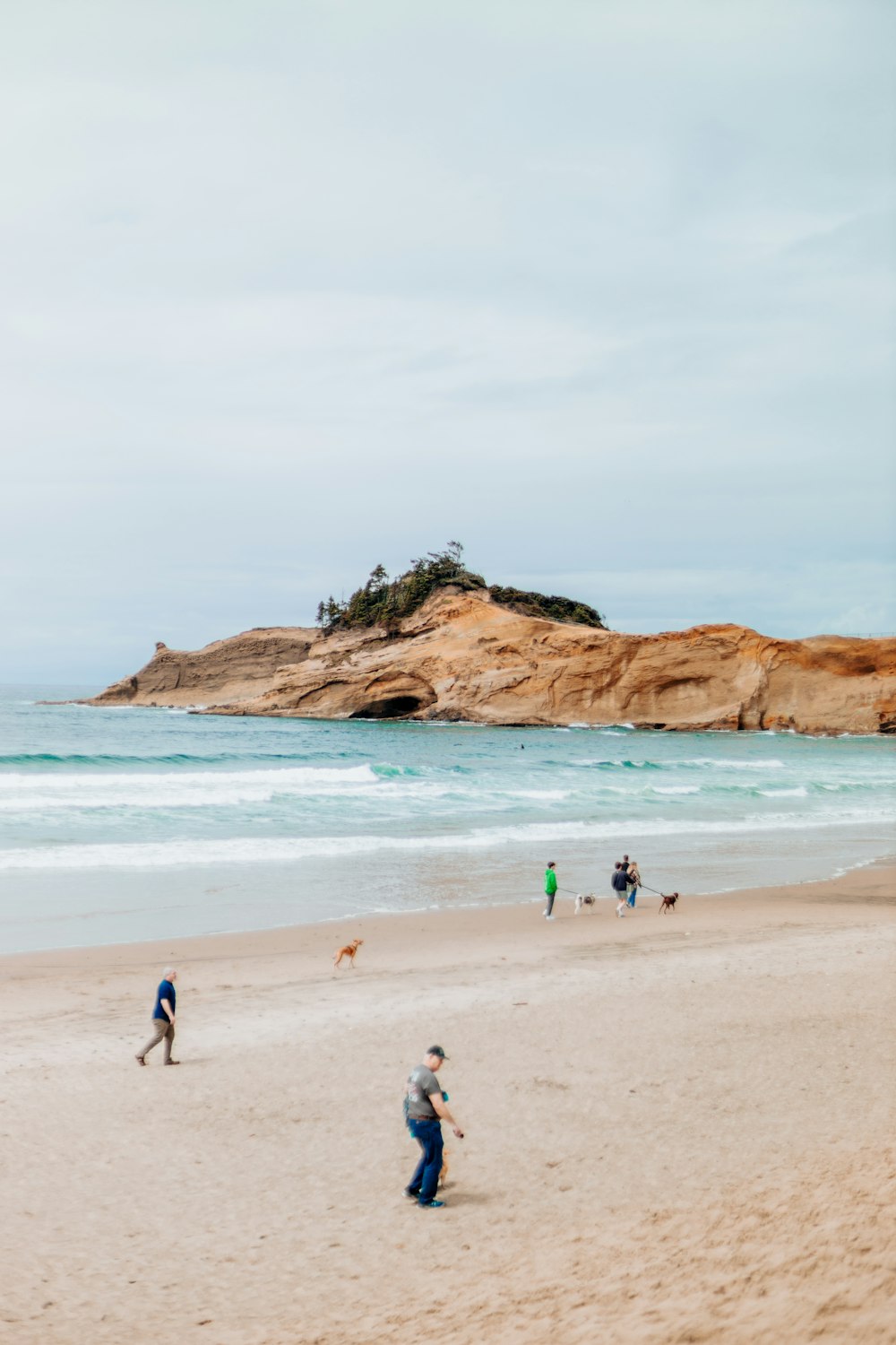 a group of people walking on top of a sandy beach