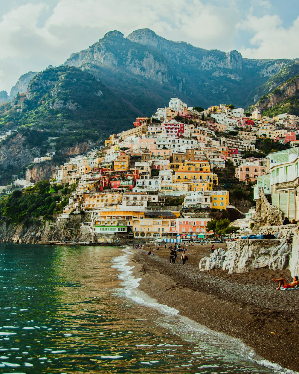 a view of a beach with a bunch of buildings on it