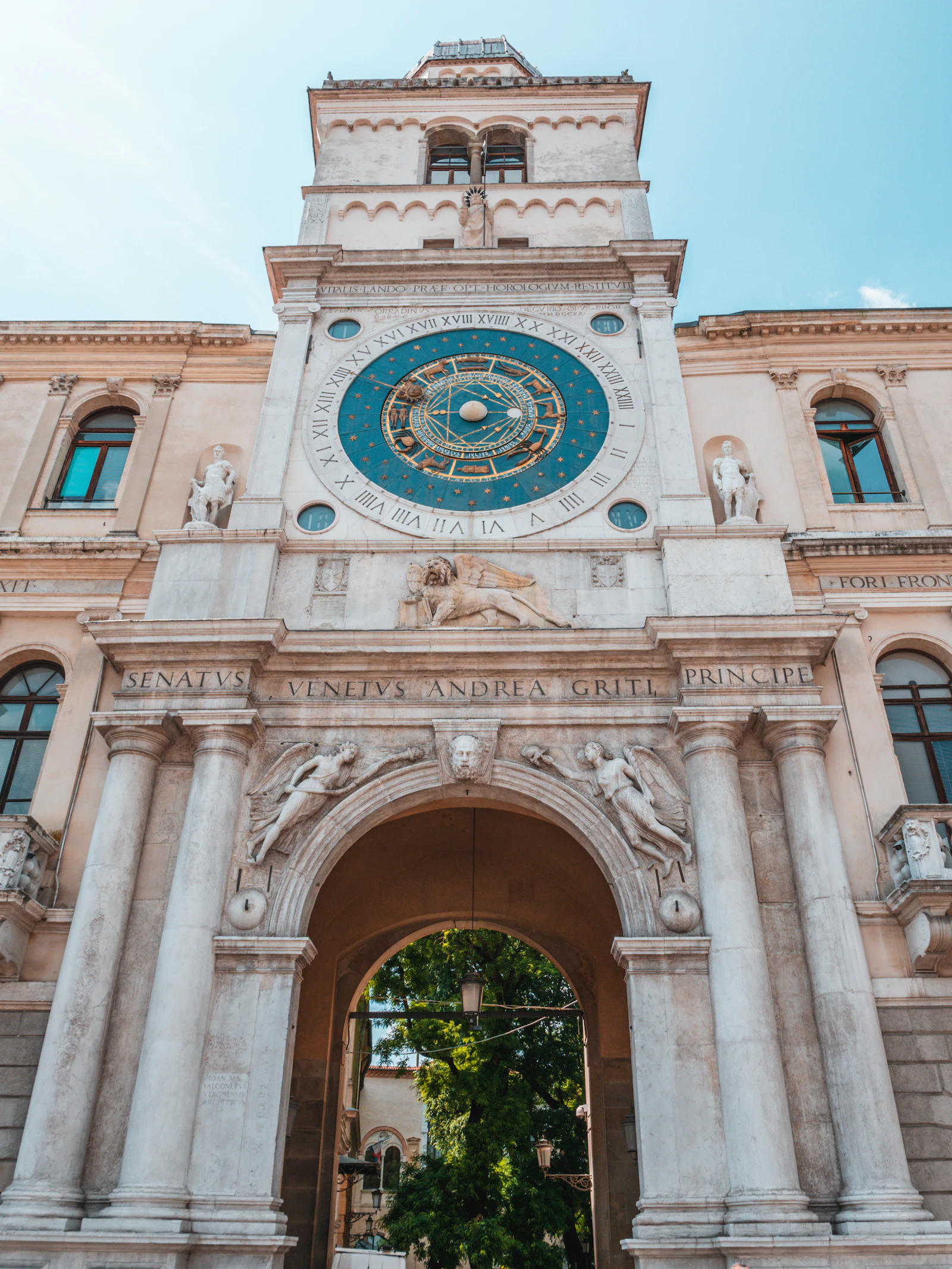Historic clock building in the centre of Padua, Italy