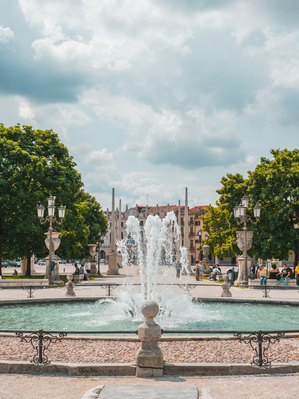 a fountain in front of a building