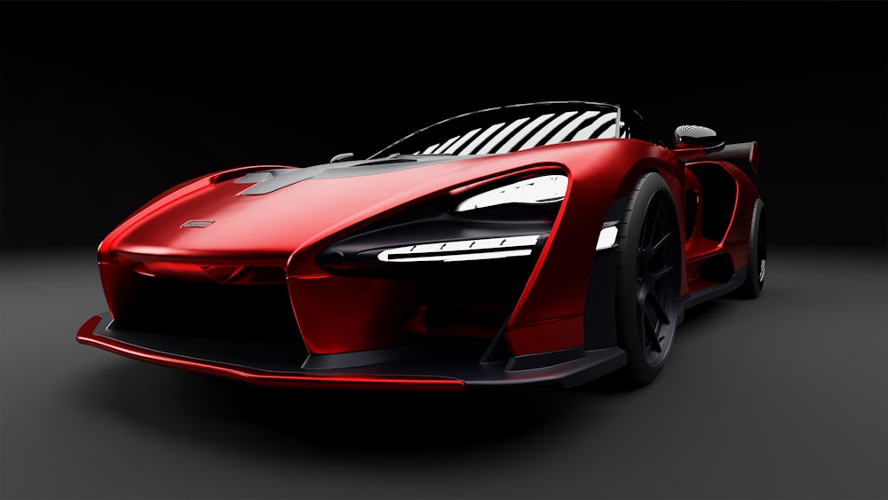 a red sports car on a black background