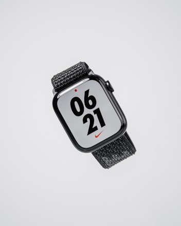 an apple watch with a nike logo on it