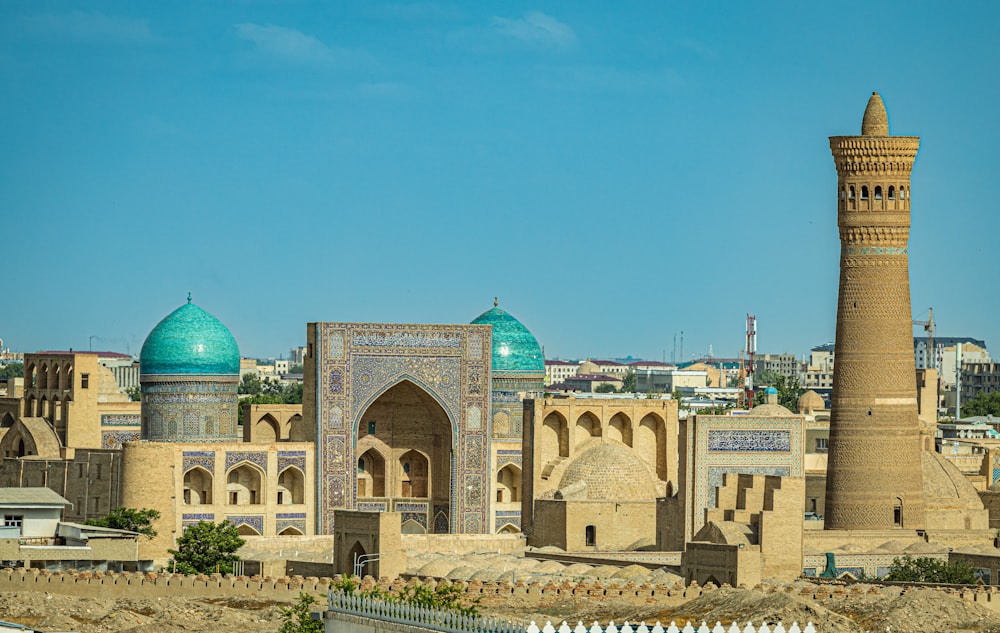 a large building with a blue dome on top of it