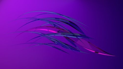 Digital artwork combining code snippets and abstract purple graphics.