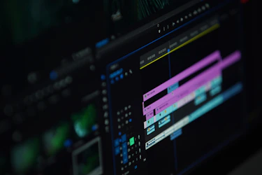 Close-up of a cinematic social media content piece being edited on a computer screen