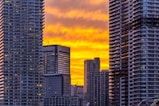 a group of tall buildings in a city