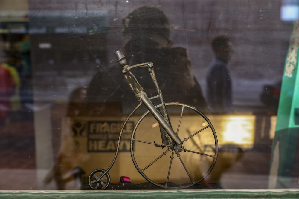 a bicycle in front of a building