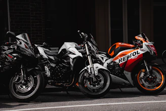 a couple of motorcycles parked next to each other