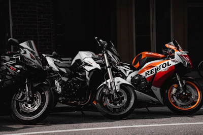 a couple of motorcycles parked next to each other