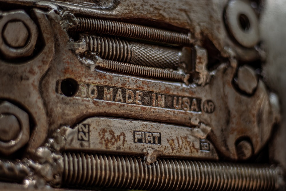 a close up of a rusty metal object