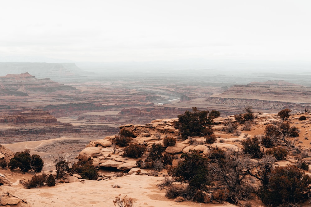 a man standing on a cliff overlooking a canyon