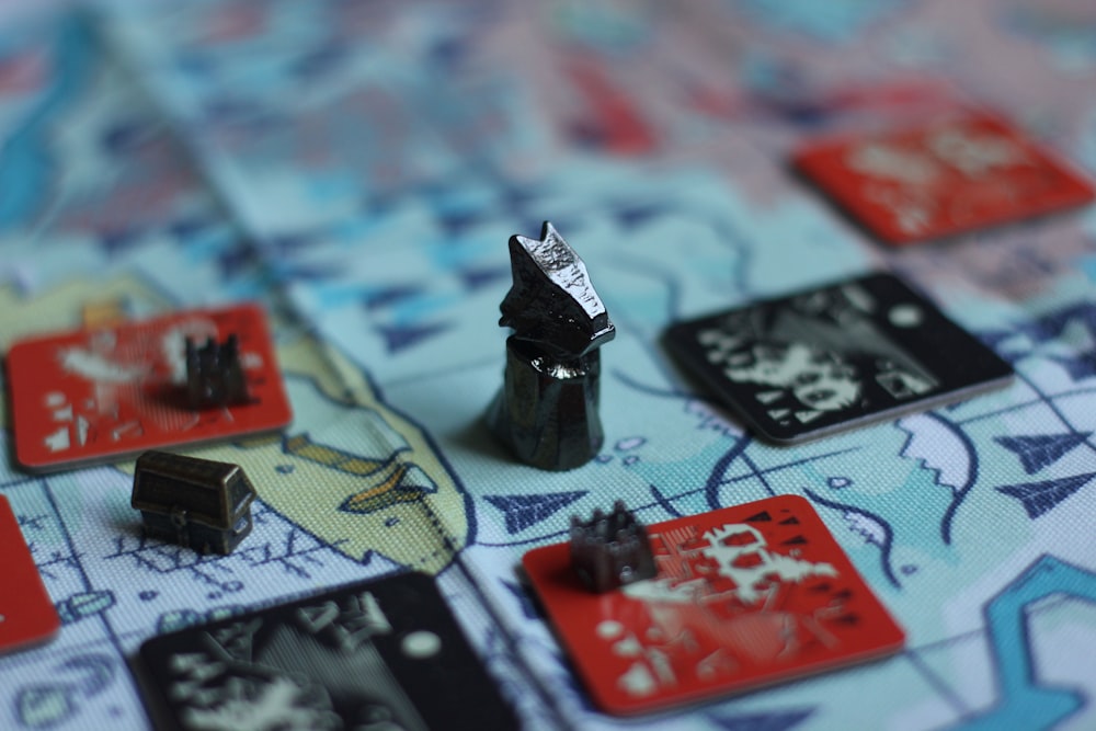 a close up of a game board with pieces of chocolate