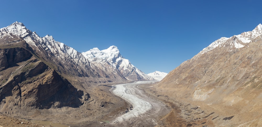 a mountain range with a river running through it