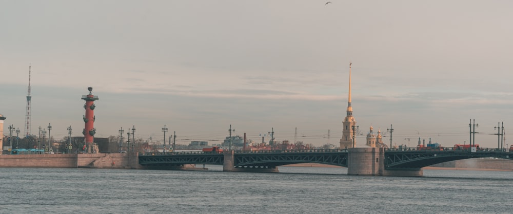 a bridge over a large body of water