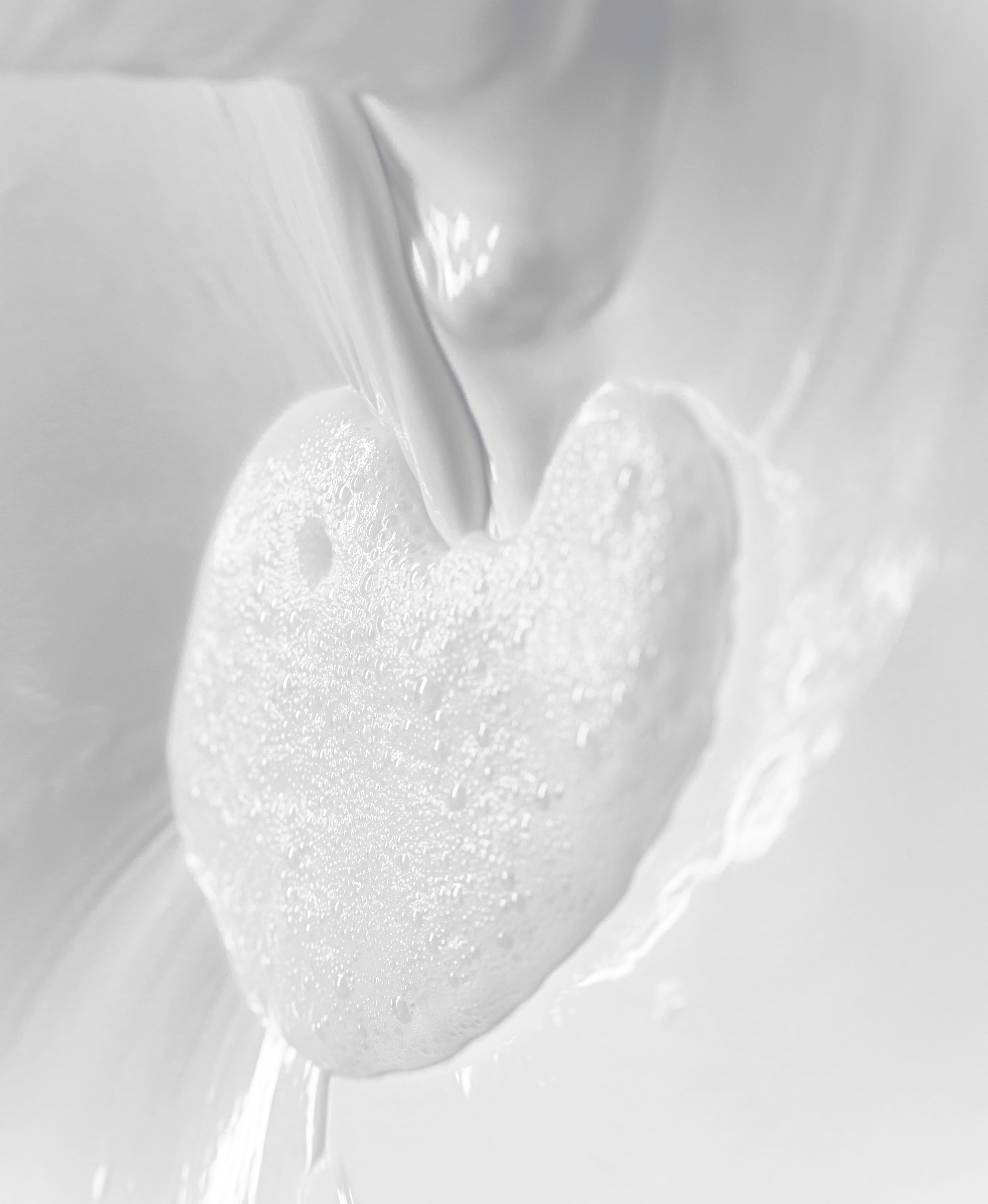 A liquid pouring into a white bowl filled with liquid photo Free Grey