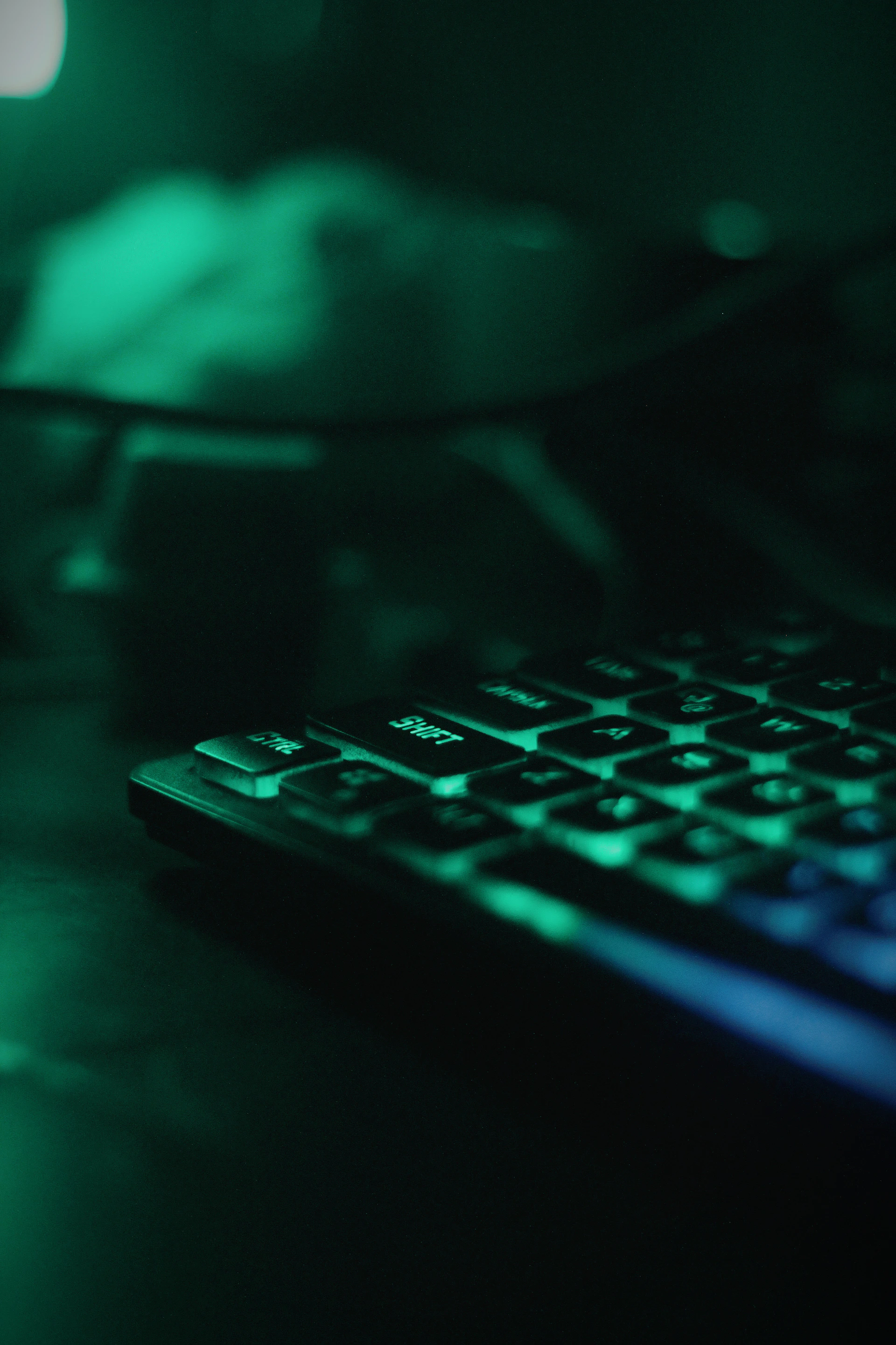 a close up of a keyboard and a mouse