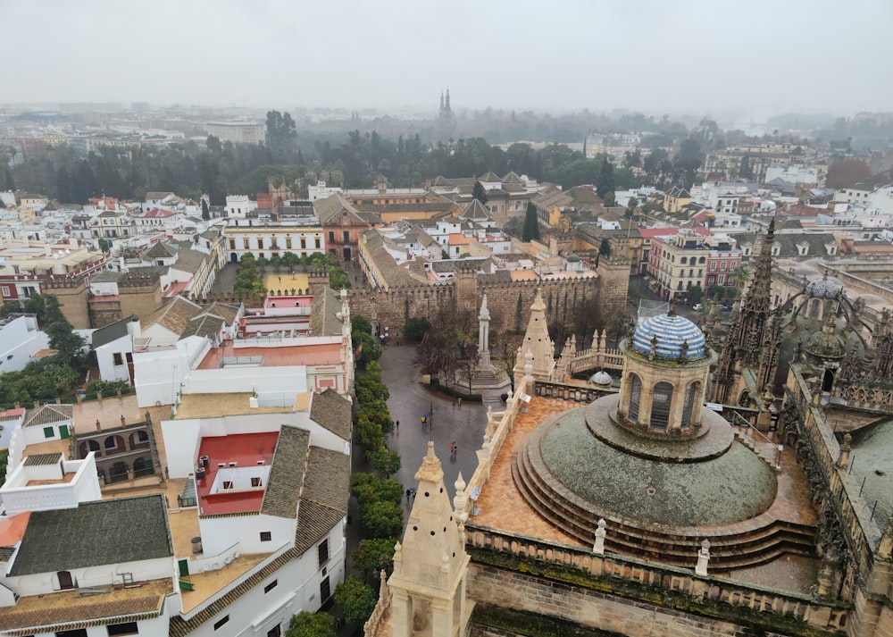 a view of a city from the top of a building