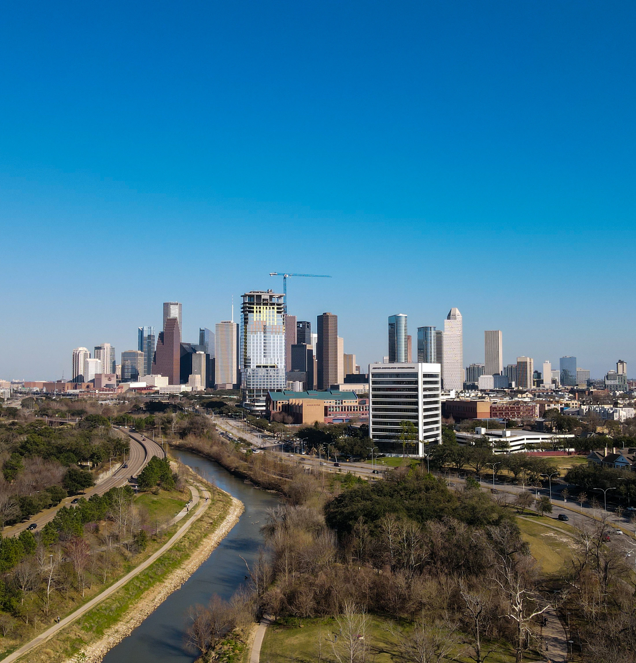 Houston skyline and Buffalo Bayou
