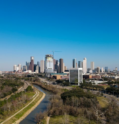 Houston skyline seen from across the city
