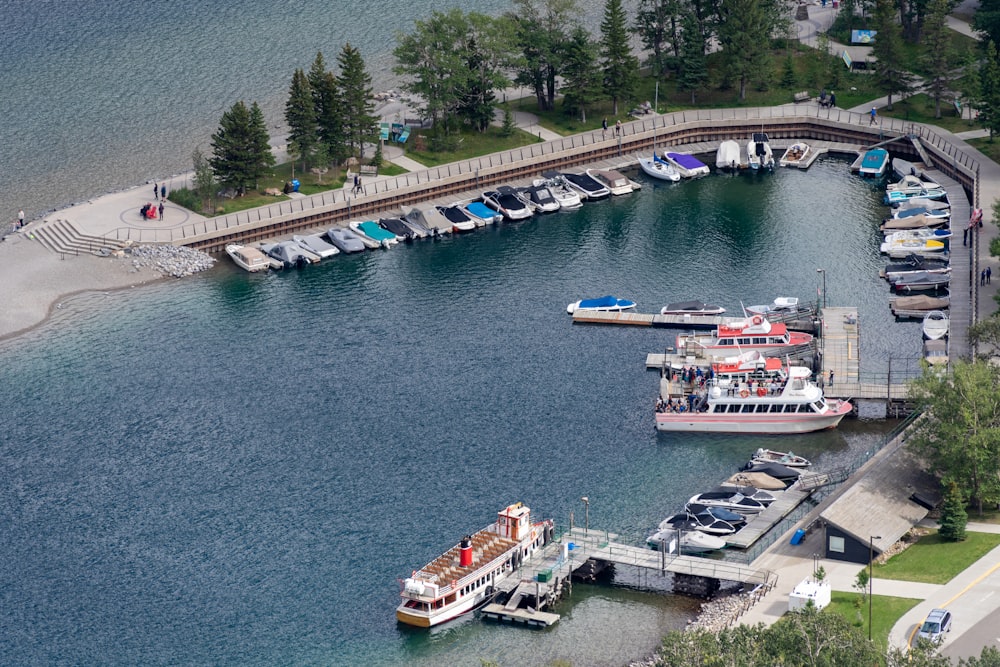 a marina with several boats docked in it