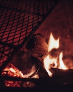 a close up of a fire in a fireplace
