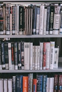 a book shelf filled with lots of books