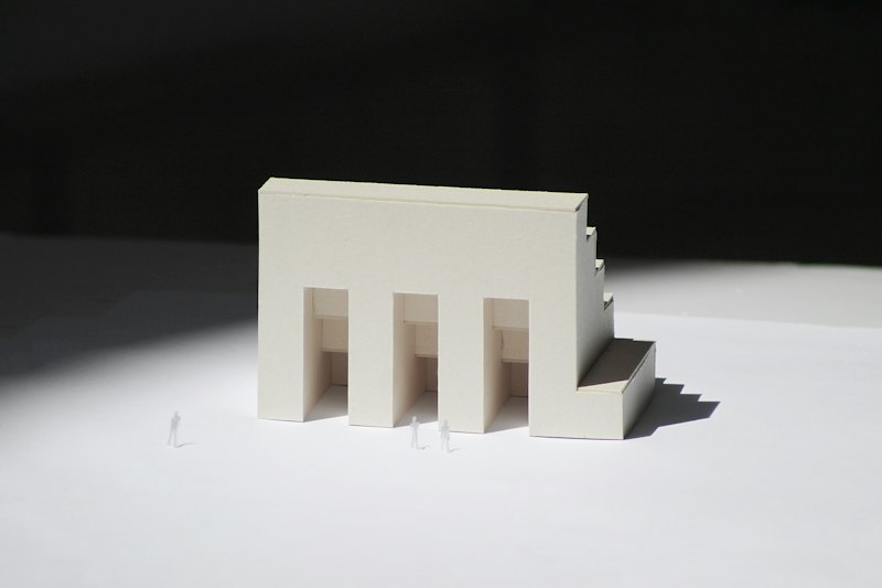 Maquete de volume branco com arcos