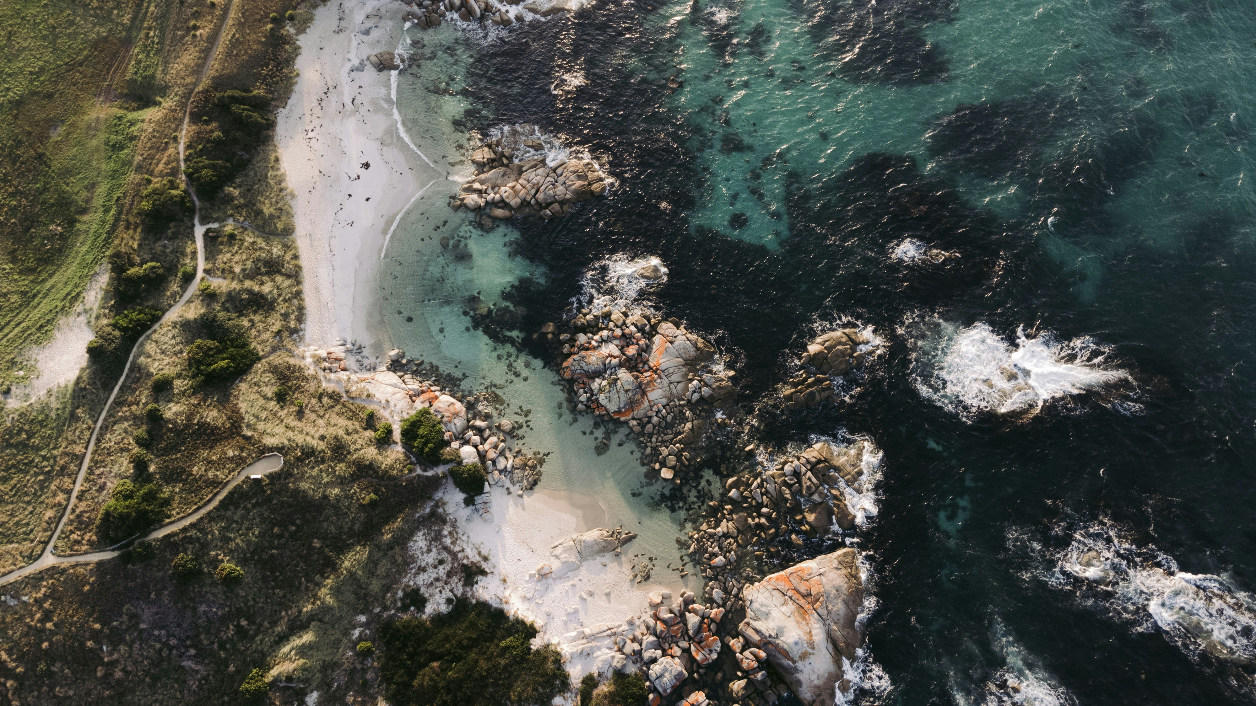 an aerial view of a beach and ocean, 