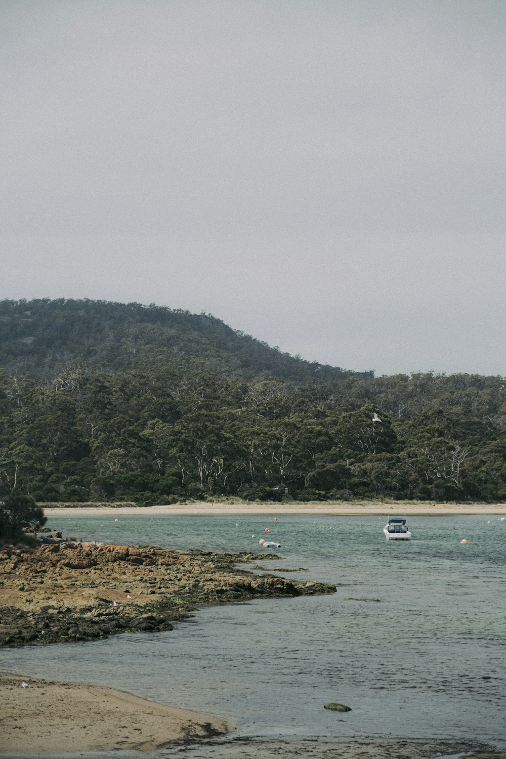 a body of water with boats floating on top of it