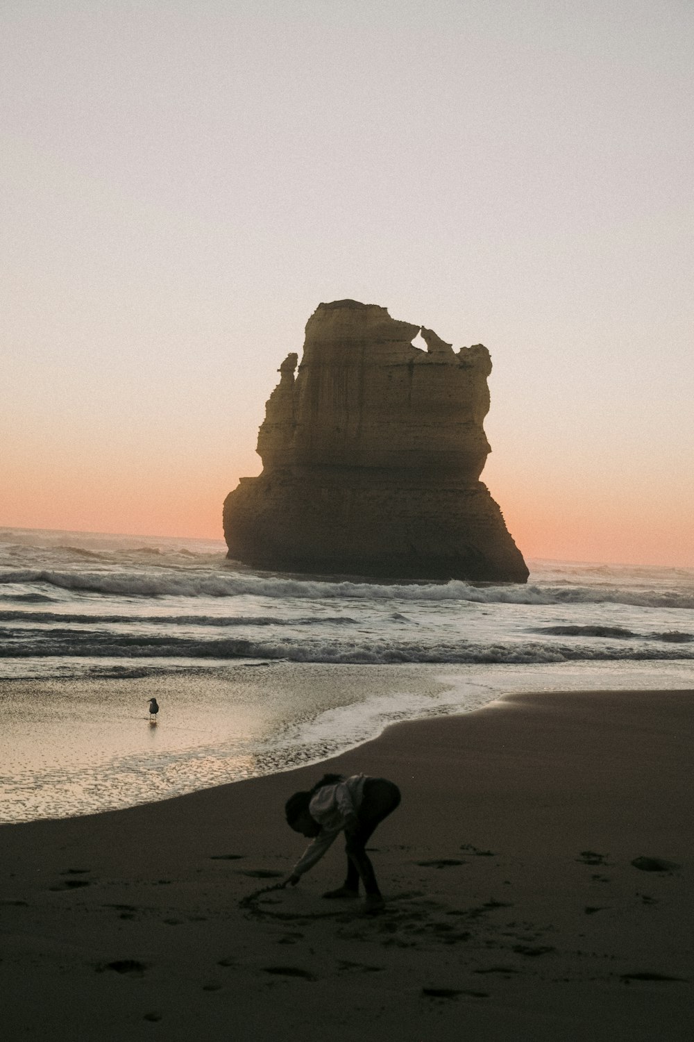 a person digging in the sand at the beach