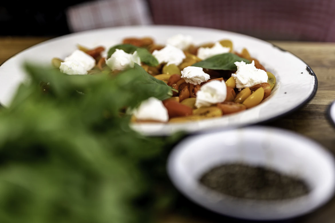 Fresh salad with traditional Bulgarian white cheese