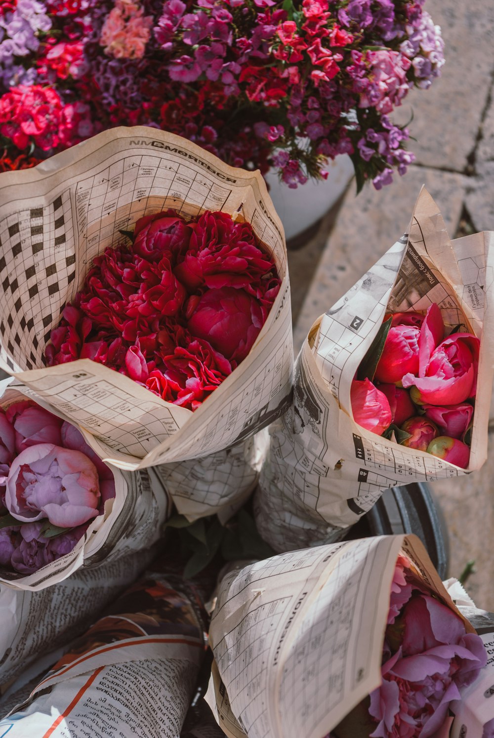 a bunch of flowers that are sitting on a table