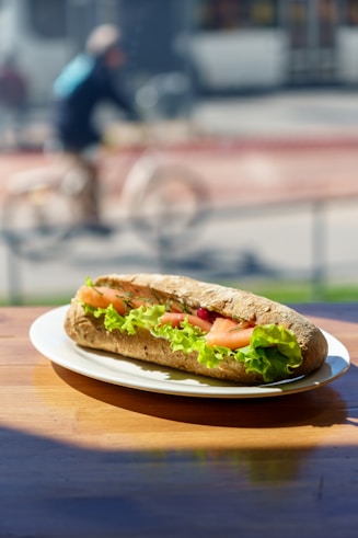 a sandwich sitting on top of a white plate