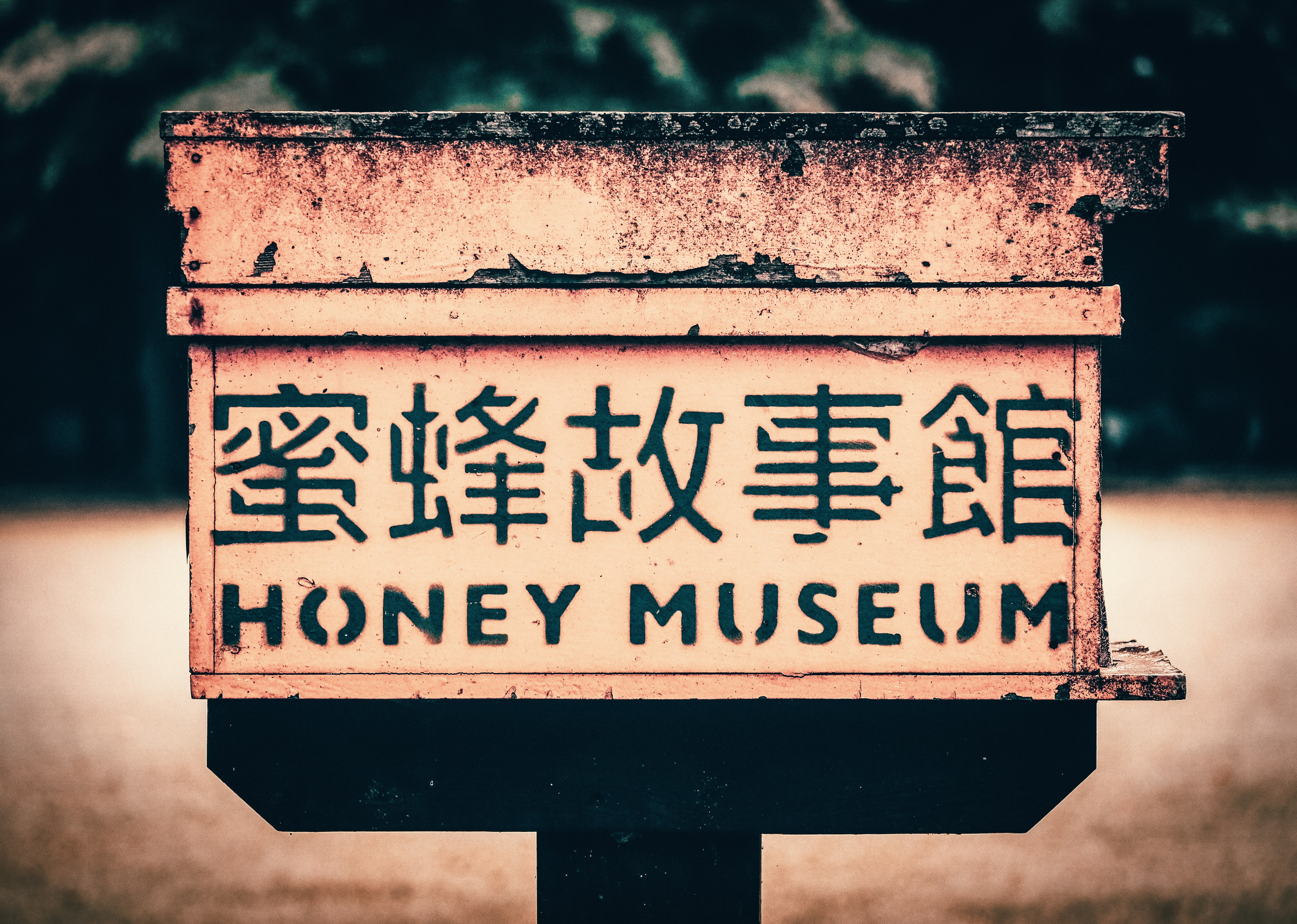 a close up of a sign on a pole