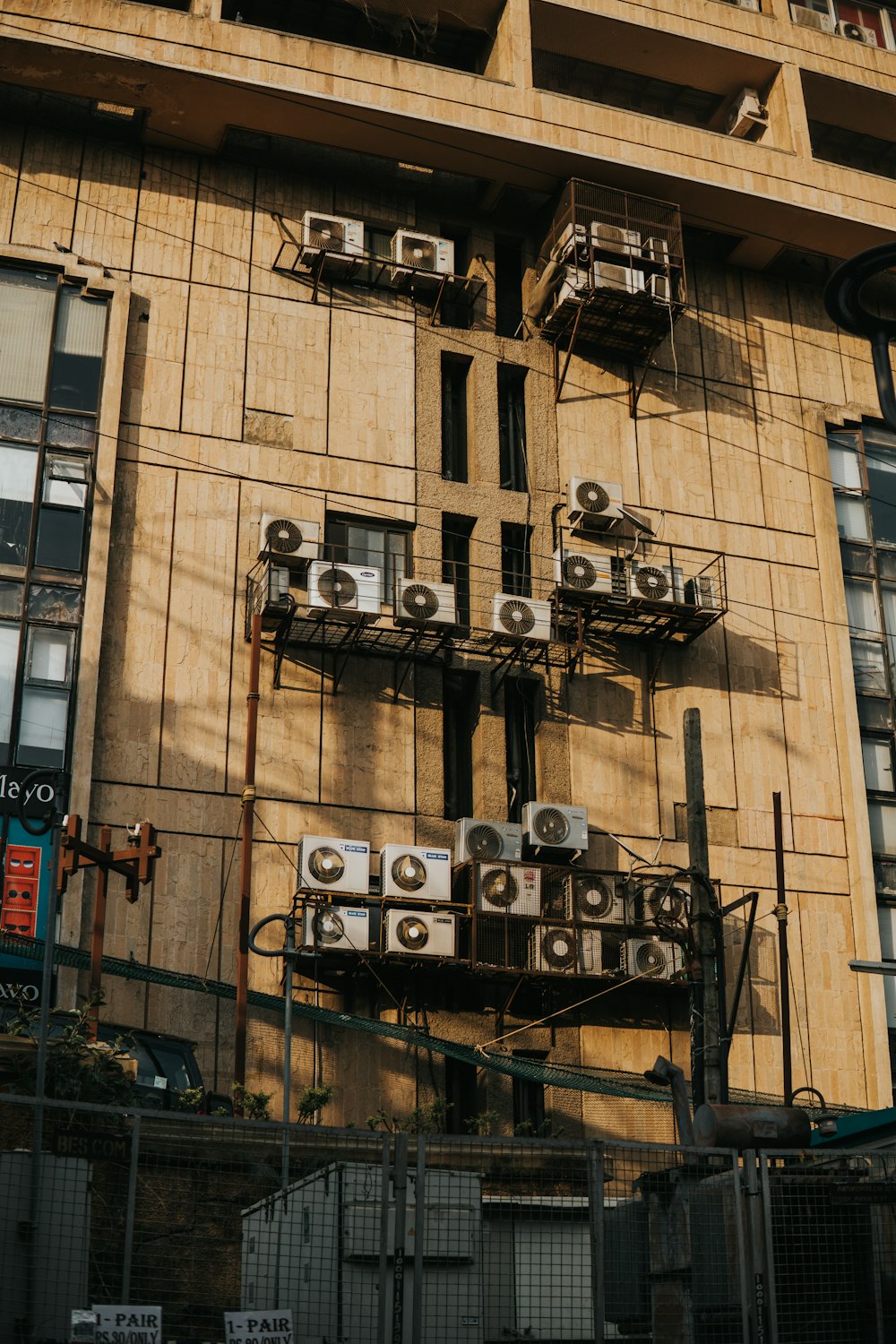 a building with a bunch of speakers on the side of it