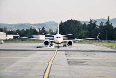 a large passenger jet sitting on top of an airport tarmac