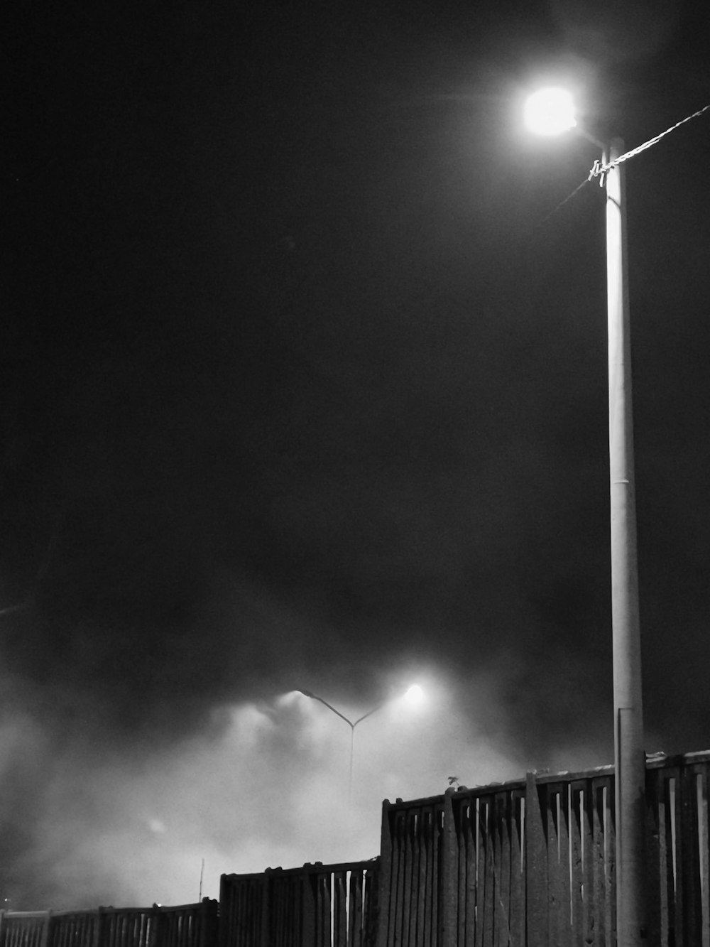 a black and white photo of a street light