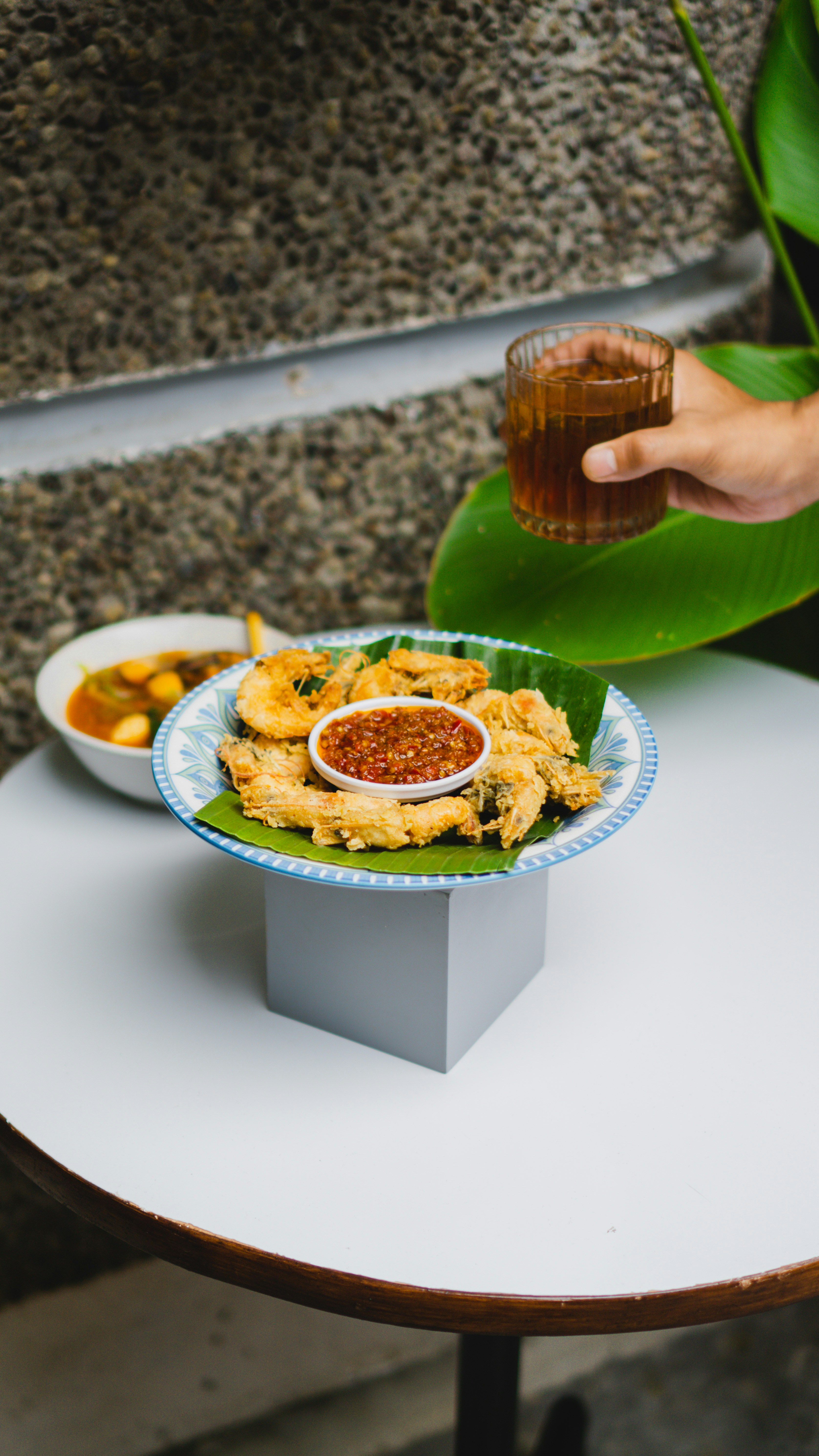 a plate of food sitting on top of a table