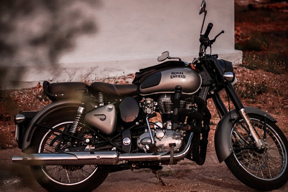 a motorcycle parked in front of a building