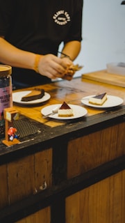 a table with plates of food on it