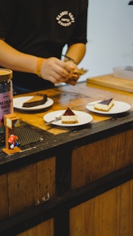 a table with plates of food on it