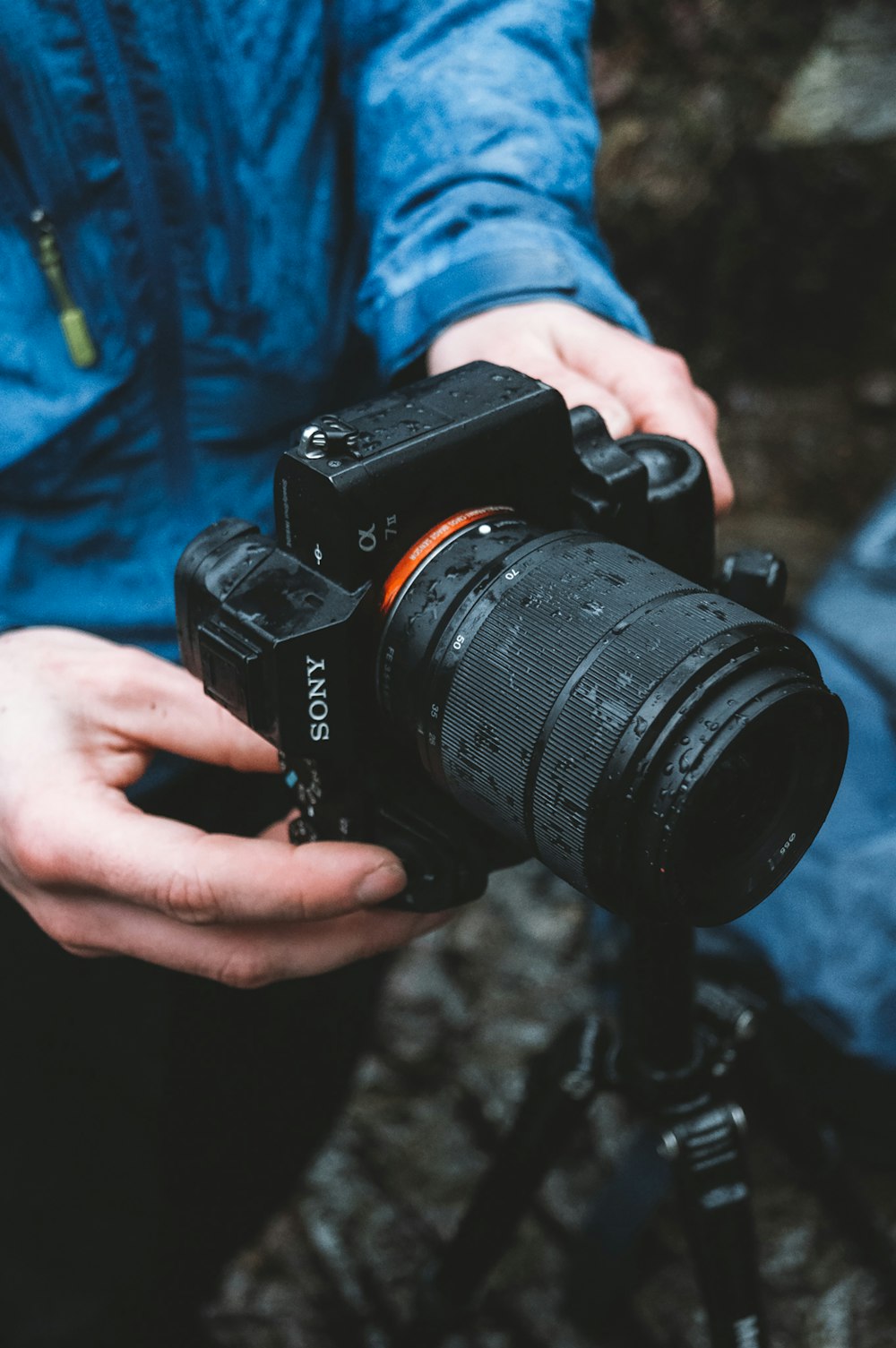 a hand holding a camera