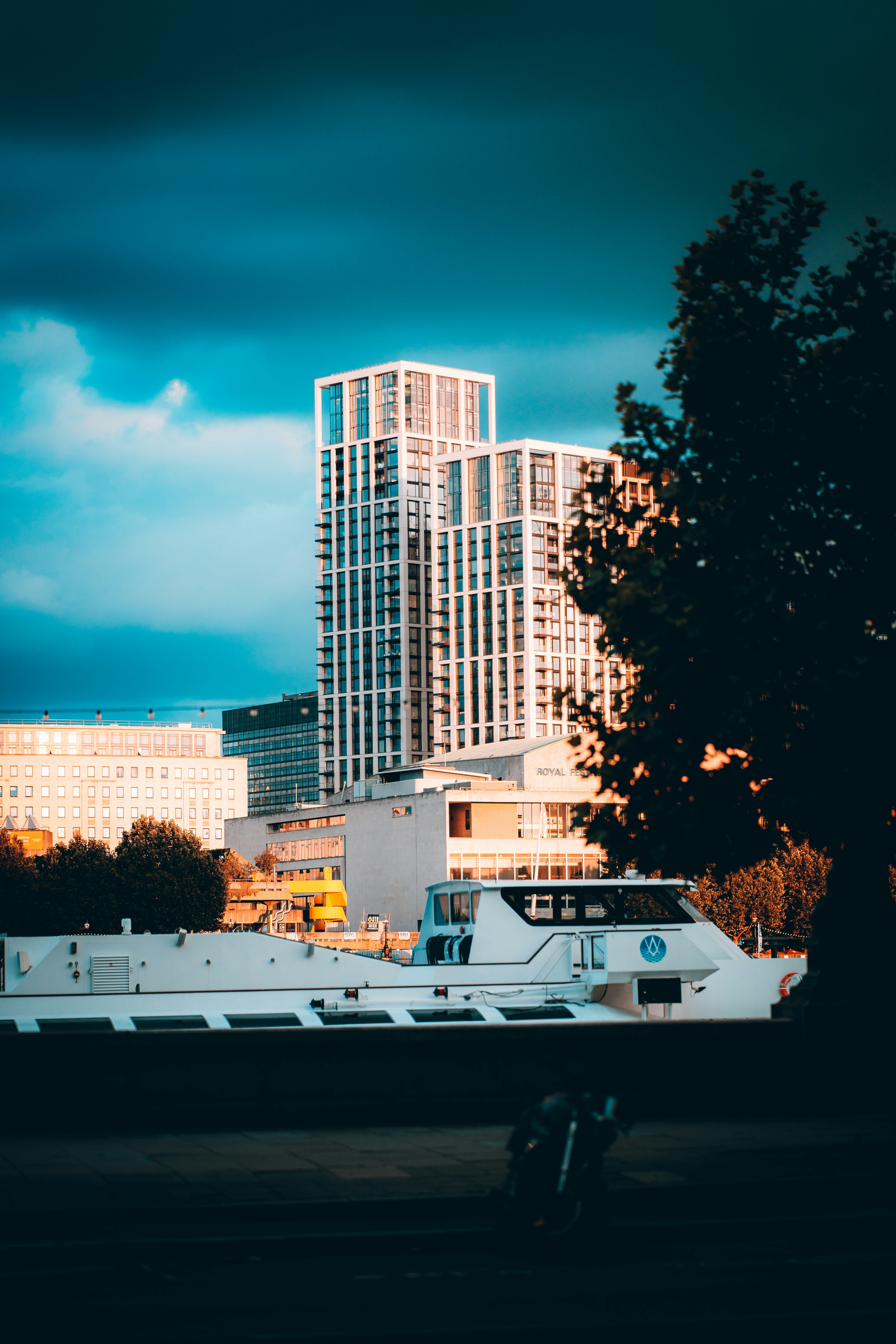 a large white boat floating on top of a body of water