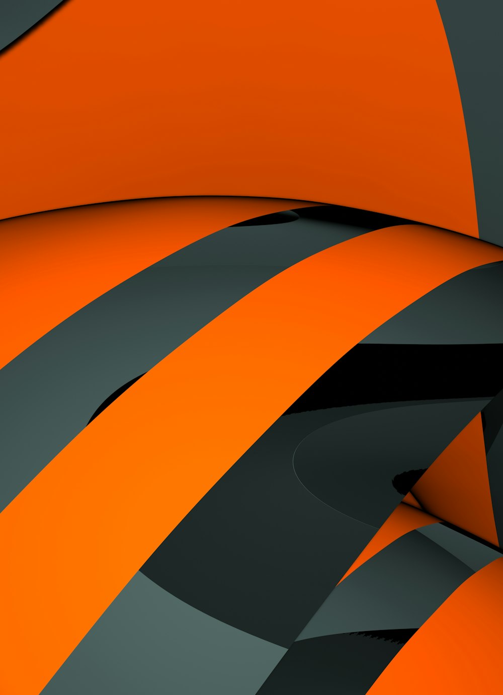 an orange and black abstract background with curves