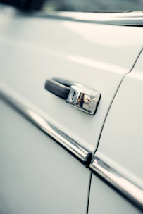 a close up of a door handle on a car