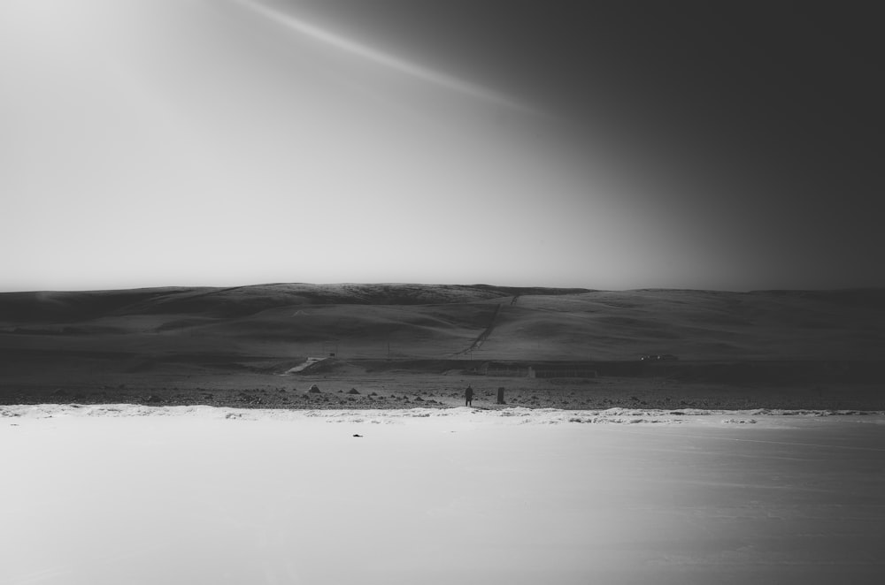 a black and white photo of a landscape