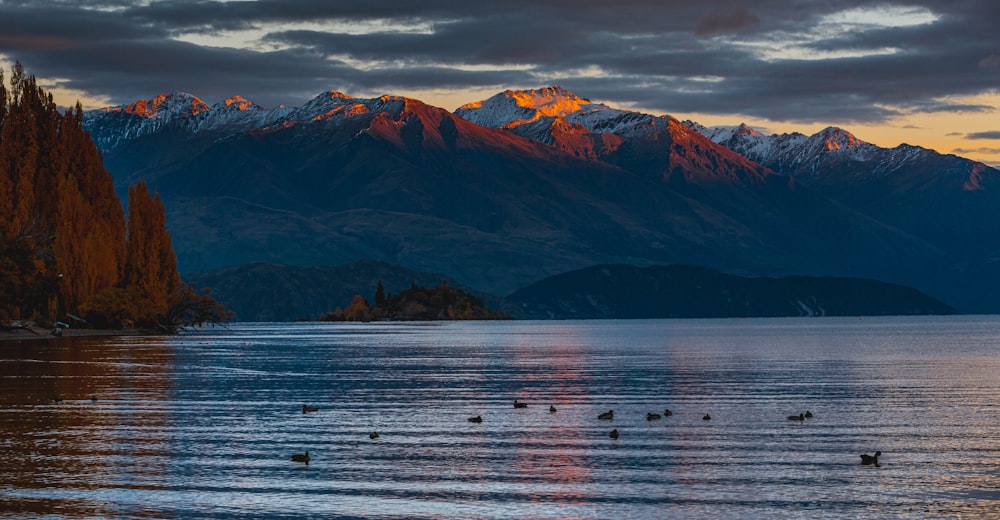 a large body of water surrounded by mountains