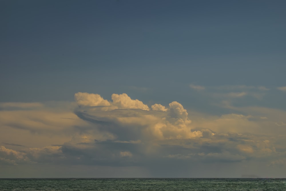 a large body of water under a cloudy sky